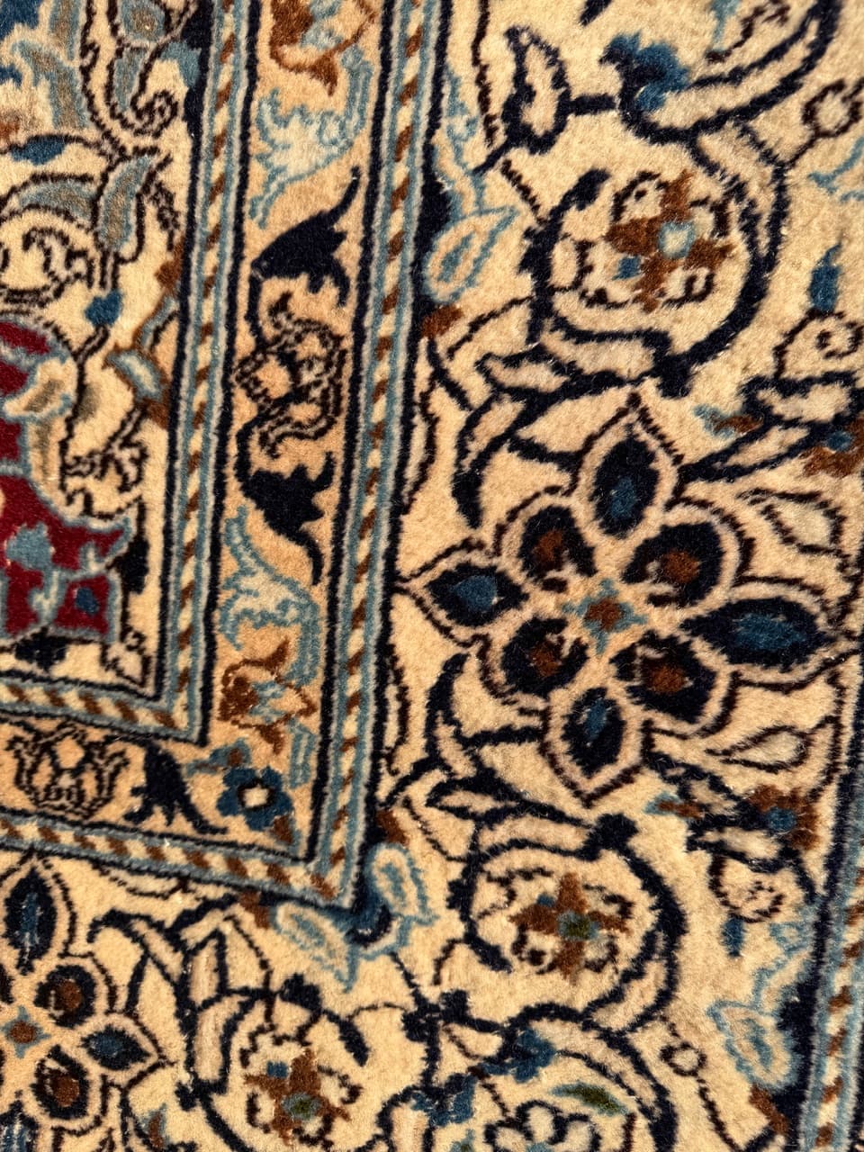 Persian rug Nain 200x200 cm, ivory, wool with silk, Iran - 182585