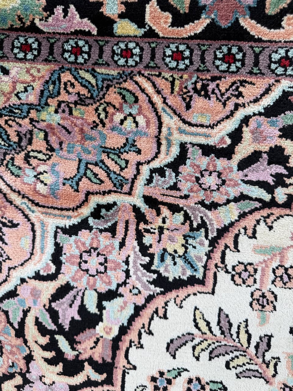 Dywan Ghoum/Qom 205x120 cm, jedwab beżowy, Indie - 182660