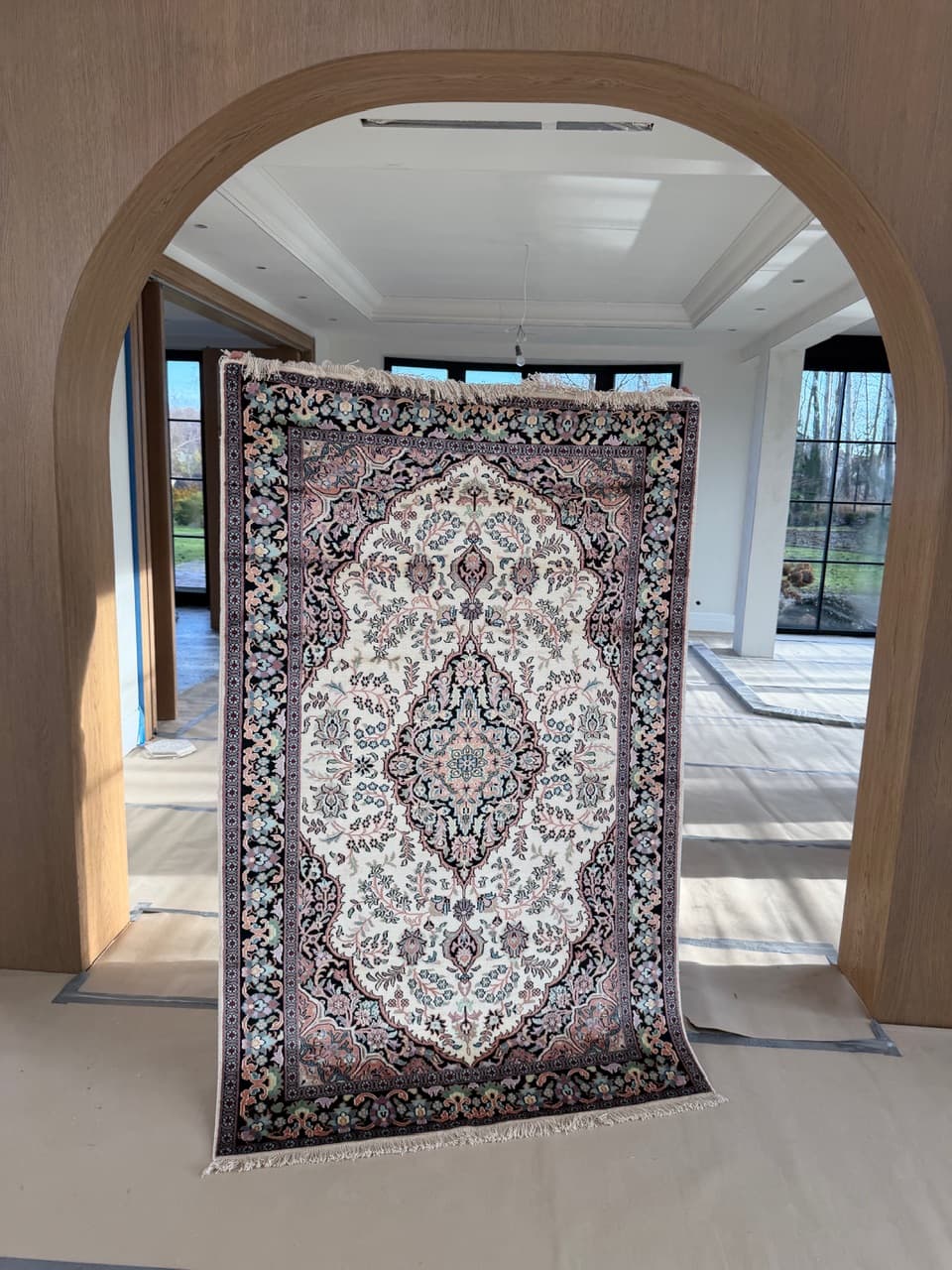 Dywan Ghoum/Qom 205x120 cm, jedwab beżowy, Indie - 182653