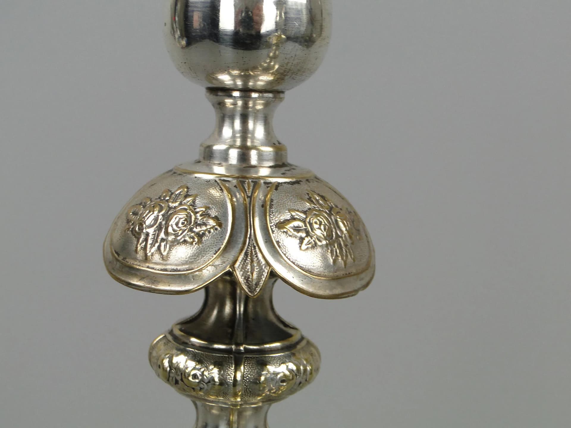 Pair of table candlesticks, silvered brass, Poland, 19th c. - 12585