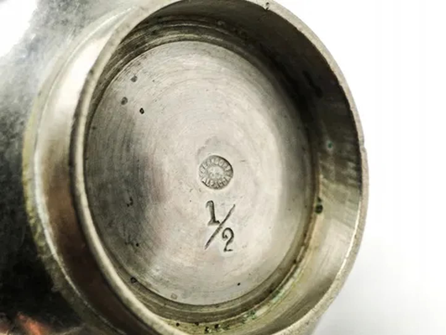 Solniczka Art Deco, mosiądz niklowany, Krupp-Berndorf, Niemcy, lata 30. - 182807