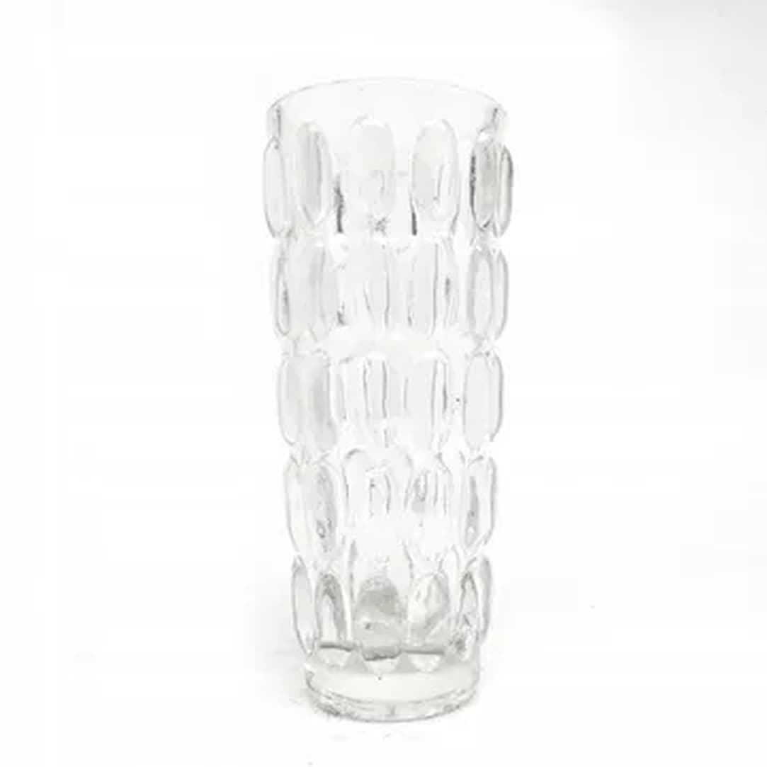 Wazon Fasolki, szkło prasowane transparentne, HSG Ząbkowice, Polska, lata 70.