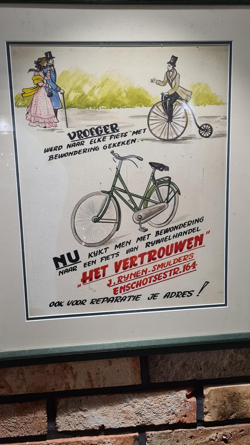 Plakat rowerowy Art Nouveau, zielony, Holandia, lata 70. - 182842