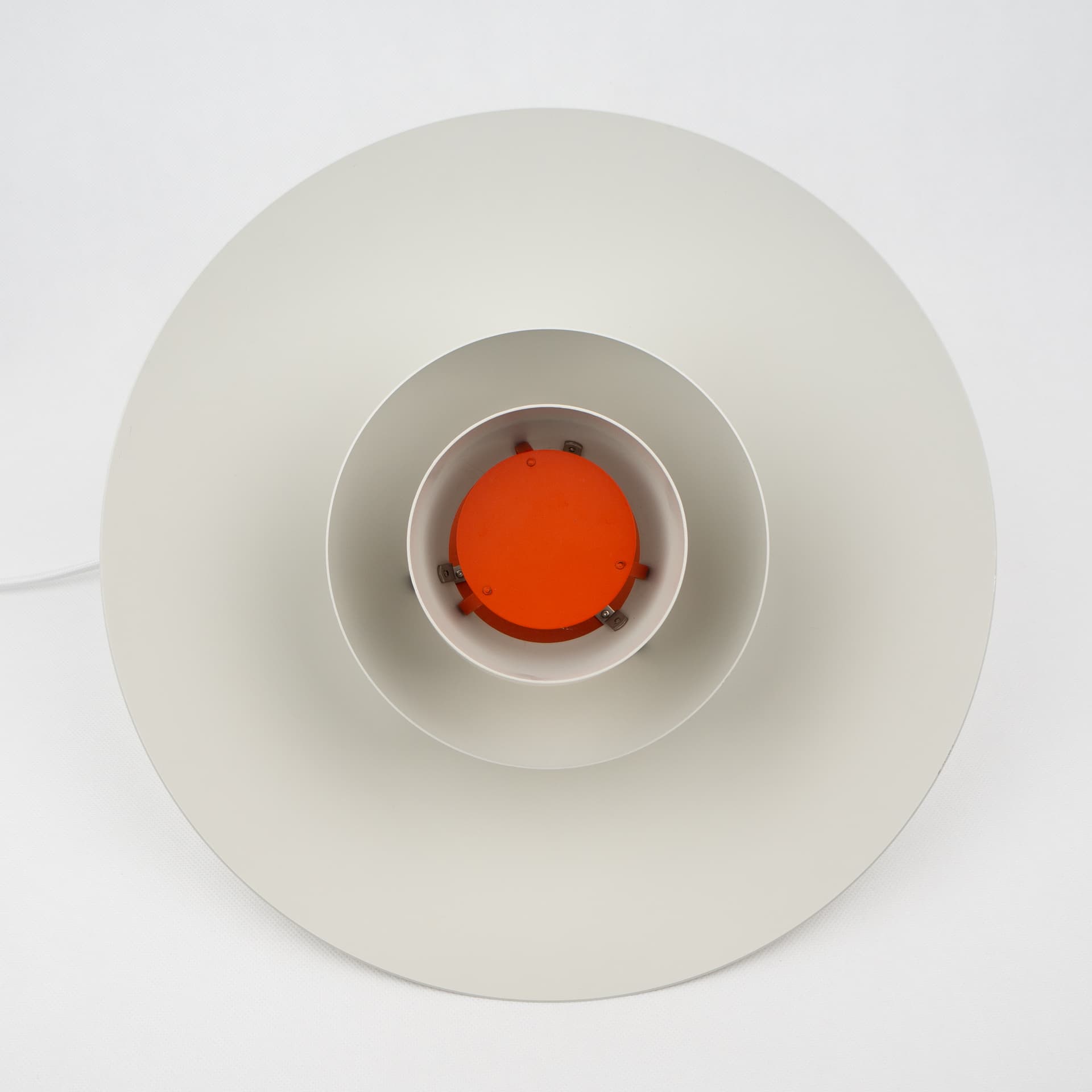 Lampa wisząca PH 4/3, biały, aluminium, proj. P. Henningsen, Louis Poulsen, Dania, lata 60. - 182949