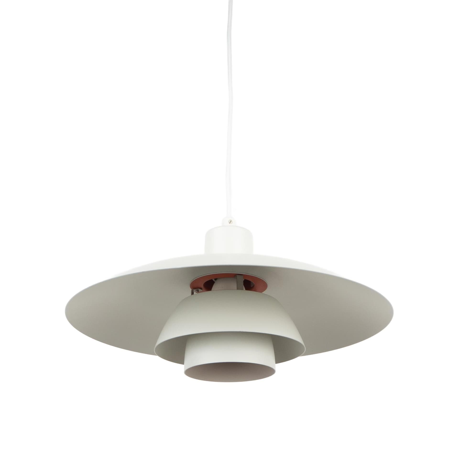 Lampa wisząca PH 4/3, biały, aluminium, proj. P. Henningsen, Louis Poulsen, Dania, lata 60.