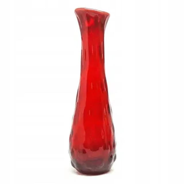 Wazon Fasolka, Mid-century modern, szkło czerwone, Ząbkowice, Polska, lata 70. - WYMIARY