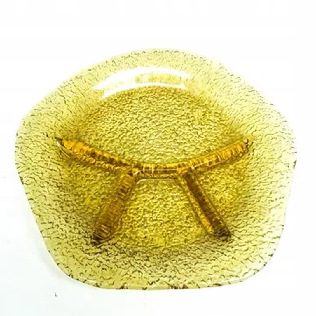 Patera na przystawki, mid-century modern, szkło żółte, proj. J. Drost, Ząbkowice, Polska, lata 70. - 183107