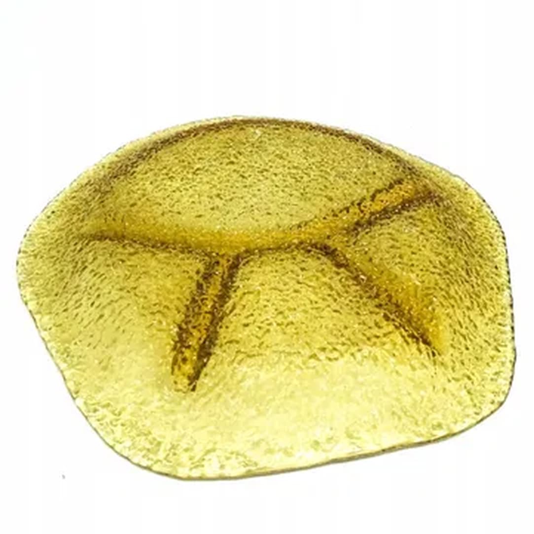 Patera na przystawki, mid-century modern, szkło żółte, proj. J. Drost, Ząbkowice, Polska, lata 70. - 183108