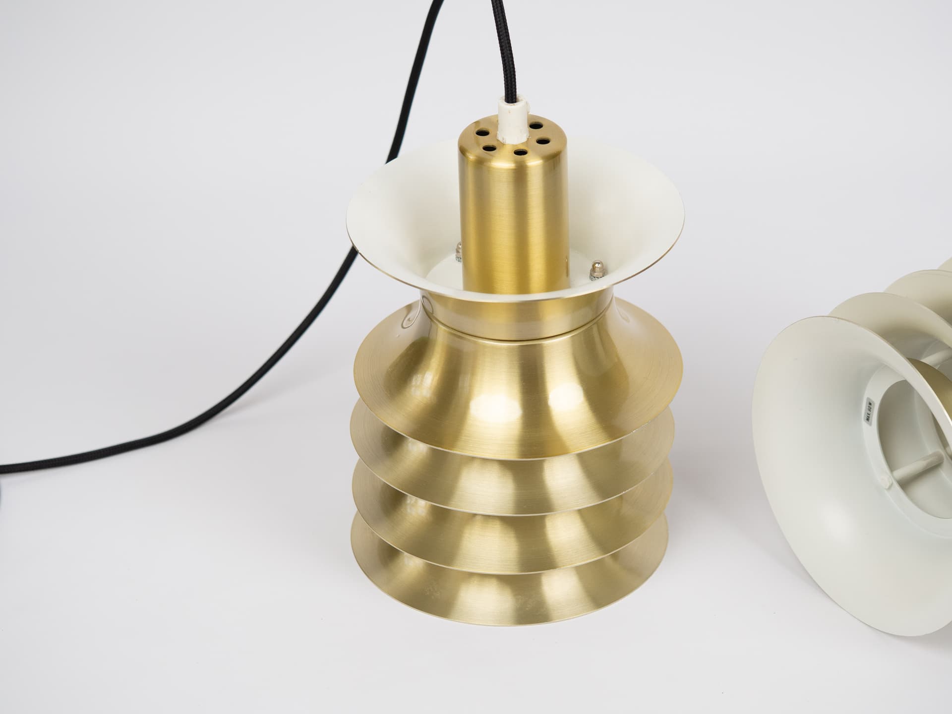 Para lamp wiszących, złoty, metal, Dania, lata 70. - 183286