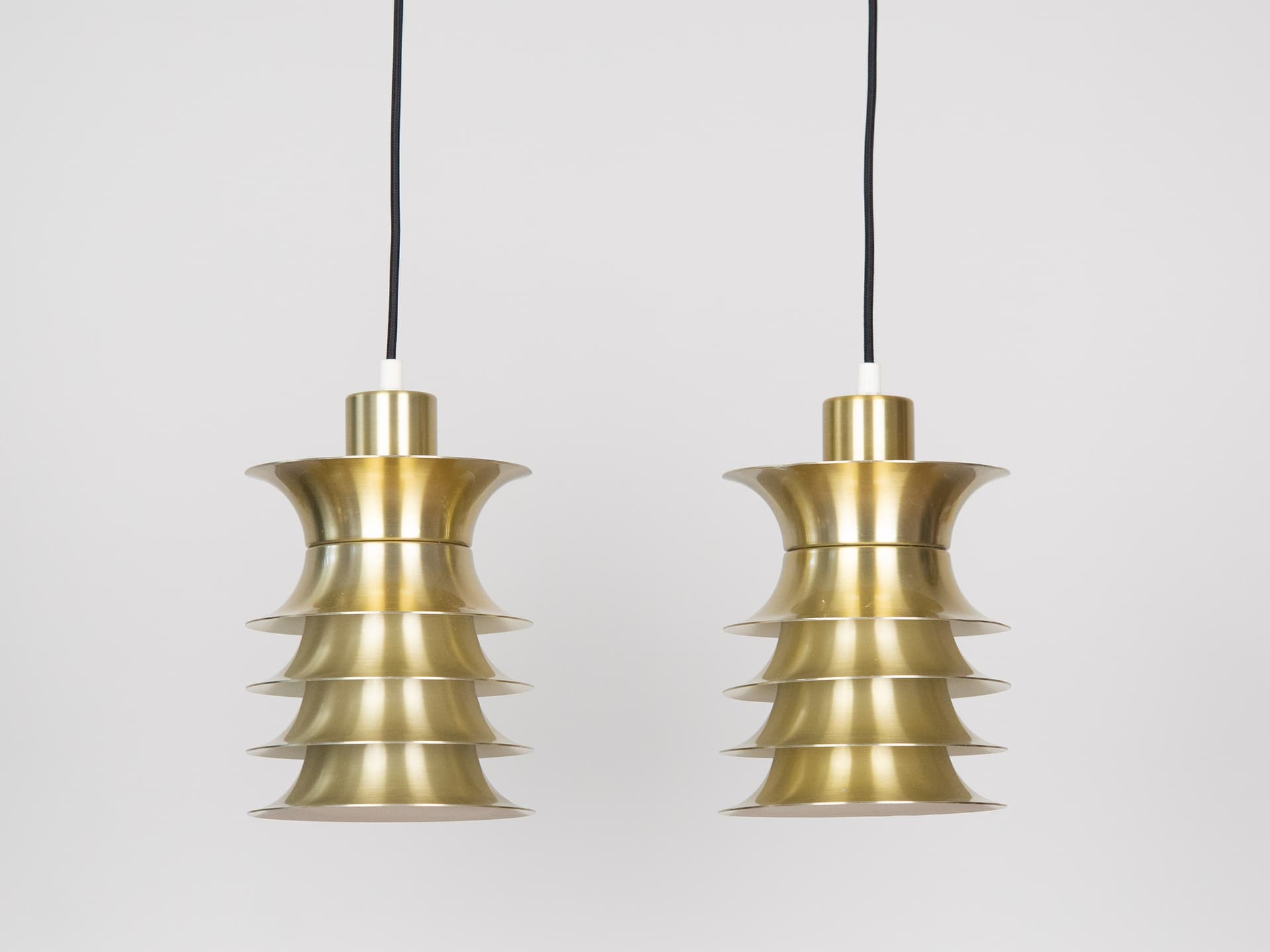 Para lamp wiszących, złoty, metal, Dania, lata 70. - 183280