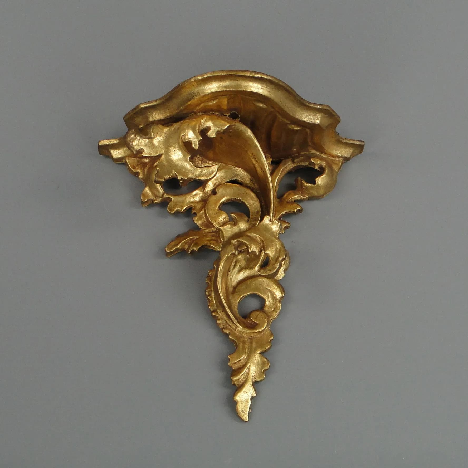 Półka ścienna, styl rokoko, złoty, drewno, Włochy, lata 50. - 12826