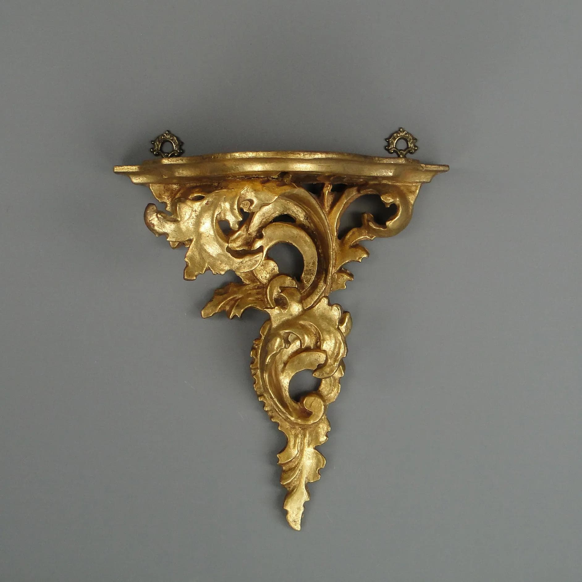 Półka ścienna, styl rokoko, złoty, drewno, Włochy, lata 50. - 12831