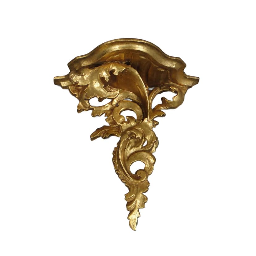 Półka ścienna, styl rokoko, złoty, drewno, Włochy, lata 50.