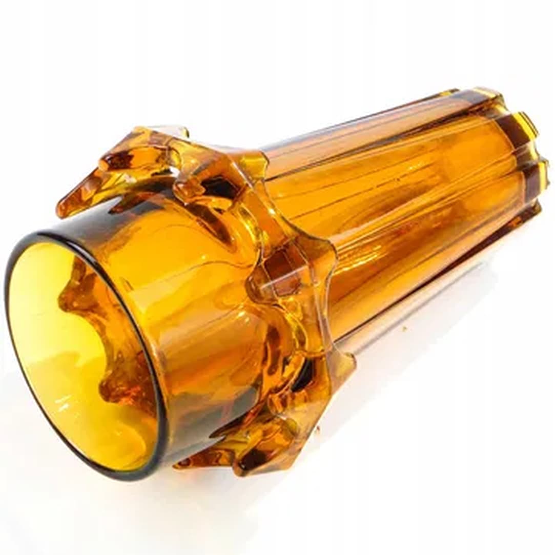 Diatret vase, mid-century modern, orange pressed glass, by J.S. Drost, Ząbkowice, Poland, 1970s. - 183546