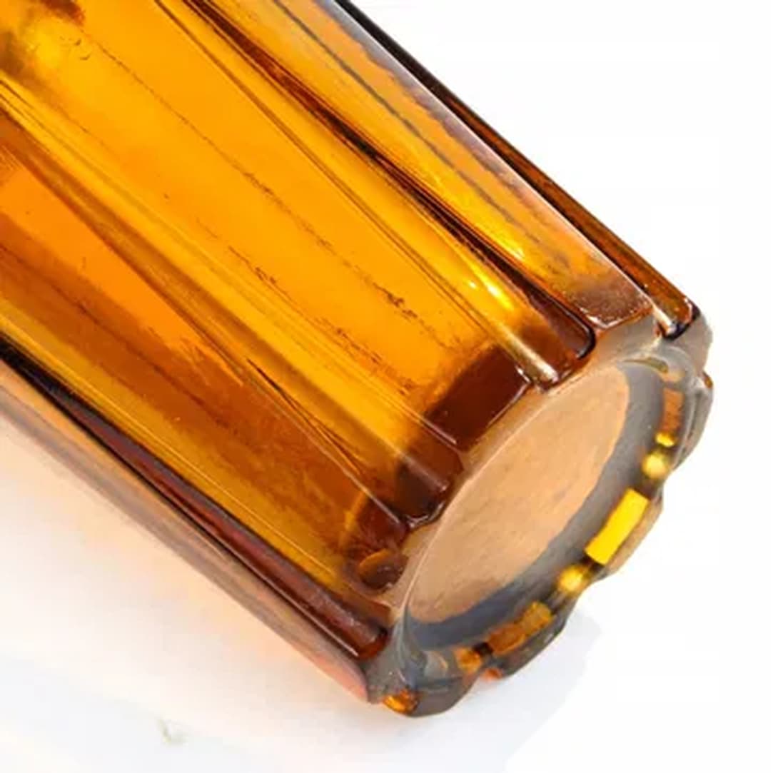 Diatret vase, mid-century modern, orange pressed glass, by J.S. Drost, Ząbkowice, Poland, 1970s. - 183548