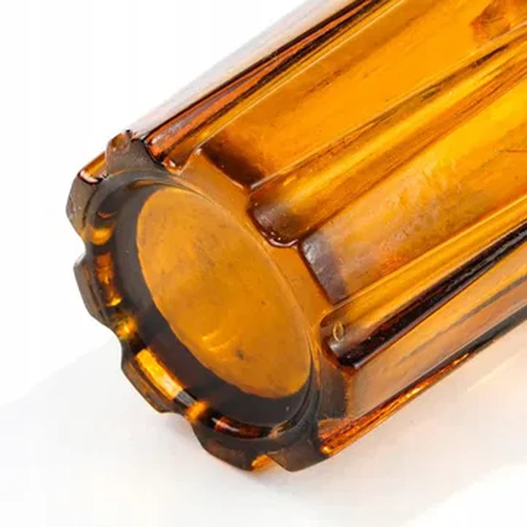 Diatret vase, mid-century modern, orange pressed glass, by J.S. Drost, Ząbkowice, Poland, 1970s. - 183551