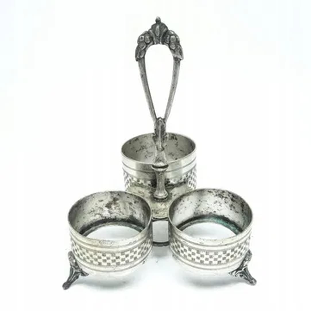 Kabaret na przyprawy, eklektyczny, mosiądz srebrzony, Niemcy, lata 20.