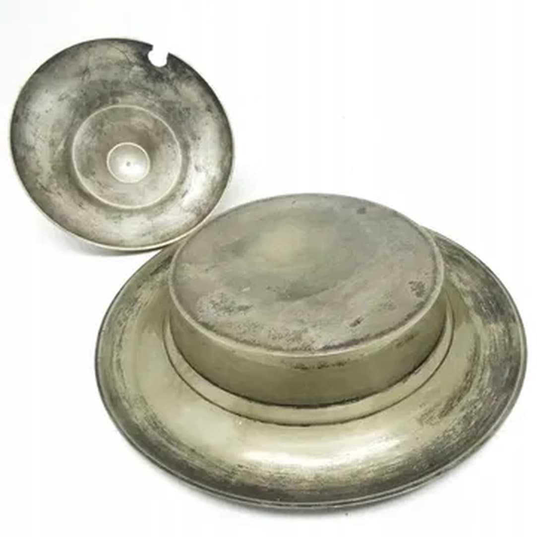 Art Deco butter dish, silver-plated brass, Belgium, 1970s. - 183657