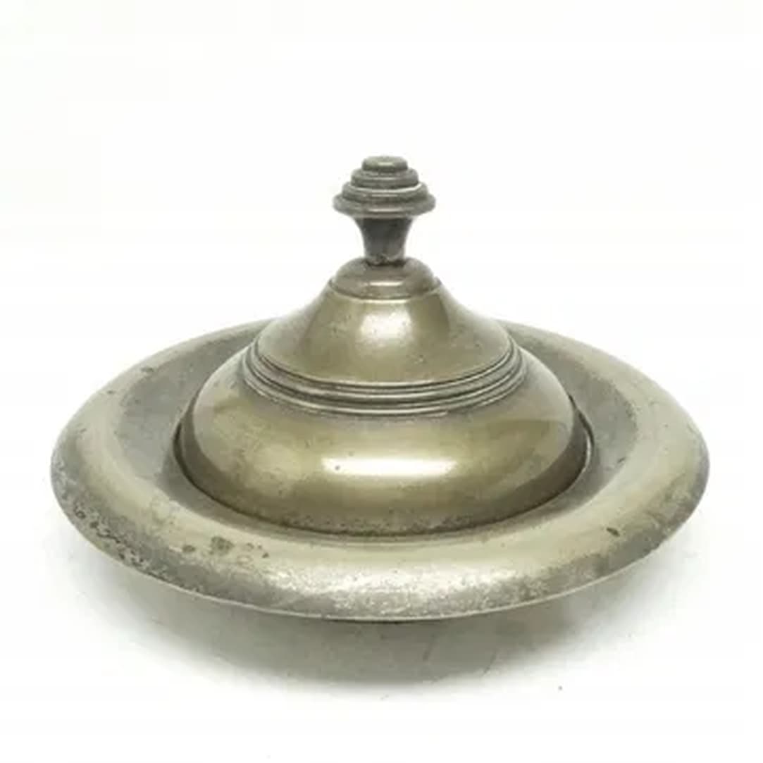 Art Deco butter dish, silver-plated brass, Belgium, 1970s.