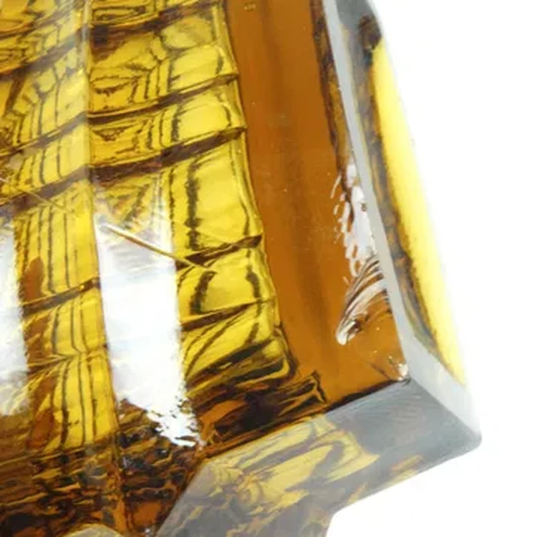 Wazon Optyczny, mid-century modern, szkło żółte, proj. J. Drost, Ząbkowice, Polska, lata 70. - 183826