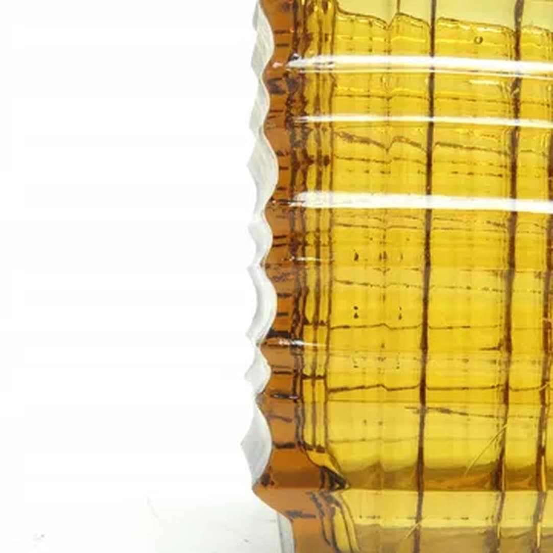 Wazon Optyczny, mid-century modern, szkło żółte, proj. J. Drost, Ząbkowice, Polska, lata 70. - 183825