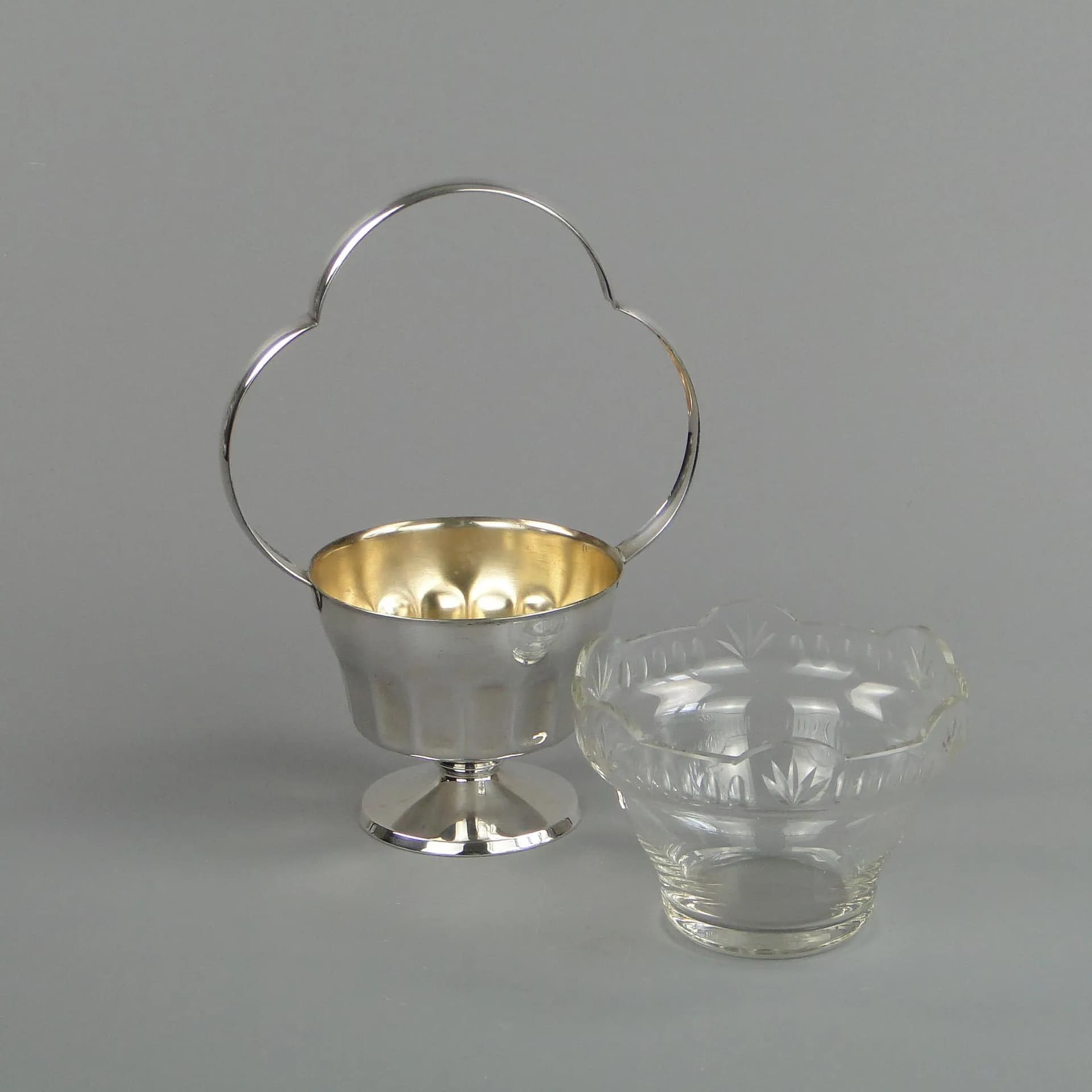 Basket Art Deco, silver, brass, Sandrik, Austro-Hungarian Empire, 1920s - 12809