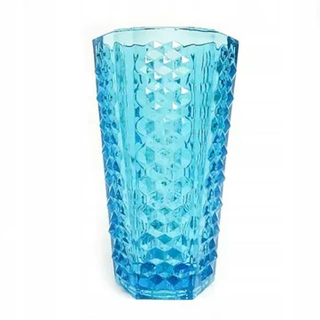 Wazon Ćwieki, modernizm, szkło niebieskie, Ząbkowice, Polska, lata 70. - WYMIARY