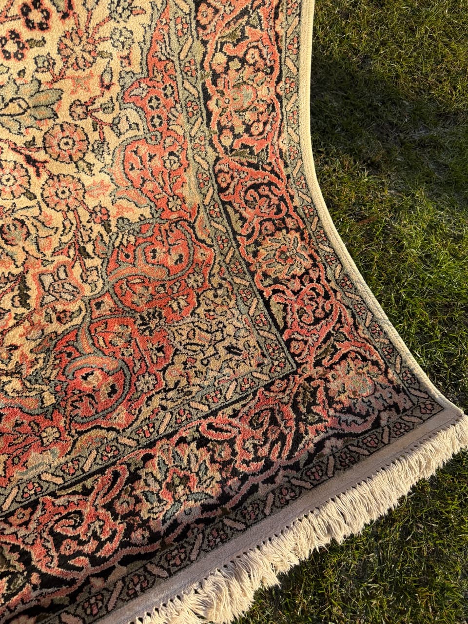 Dywan Ghom/Qom 285x185 cm, beżowy jedwab, Indie, lata 90. - 183893