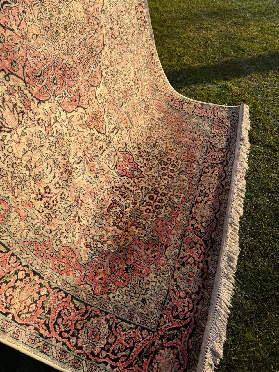 Dywan Ghom/Qom 285x185 cm, beżowy jedwab, Indie, lata 90. - 183896