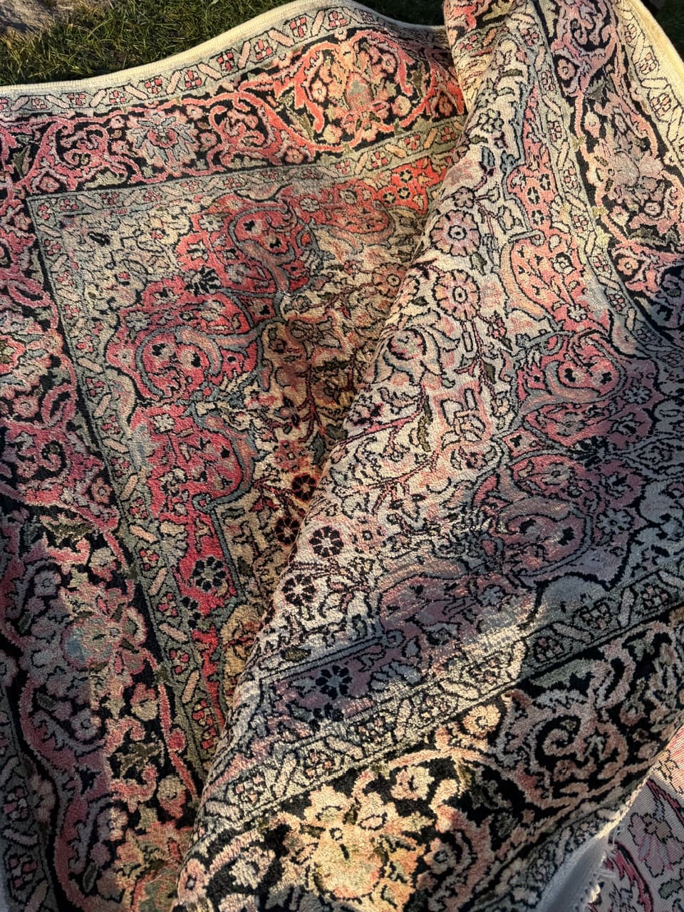 Dywan Ghom/Qom 285x185 cm, beżowy jedwab, Indie, lata 90. - 183891