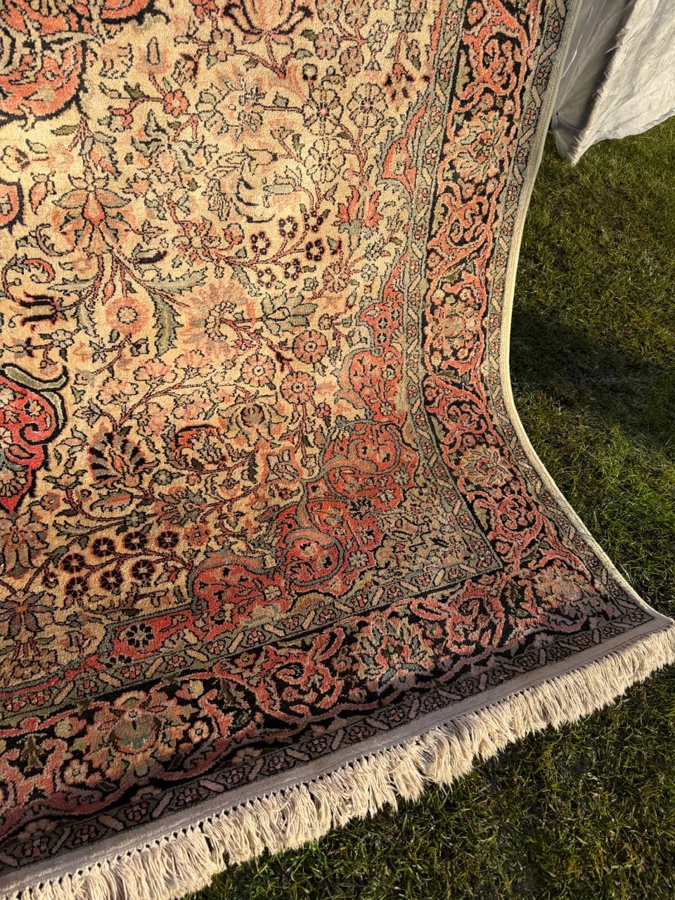 Dywan Ghom/Qom 285x185 cm, beżowy jedwab, Indie, lata 90. - 183894