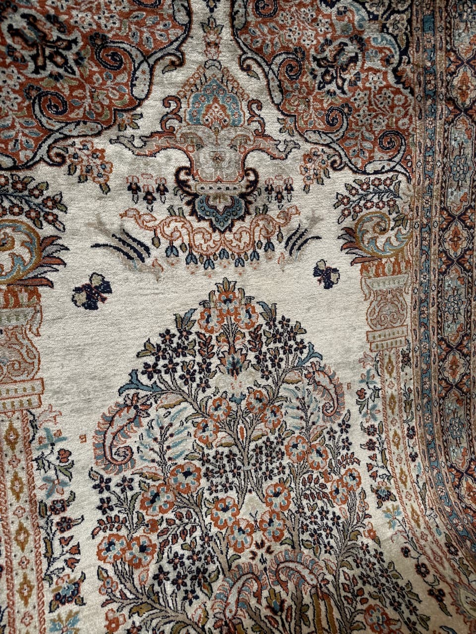 Dywan Ghoum, jedwab ivory white, Indie - 183915