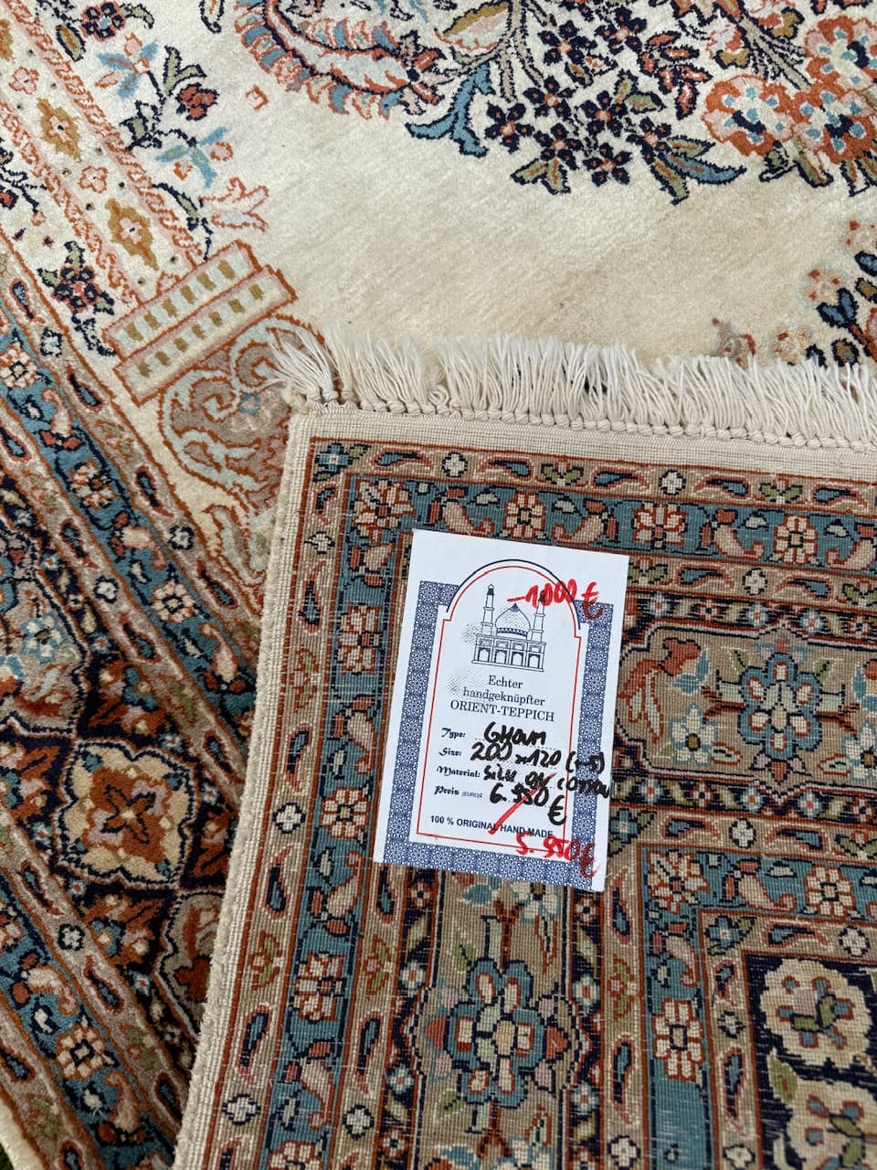 Dywan Ghoum, jedwab ivory white, Indie - 183924