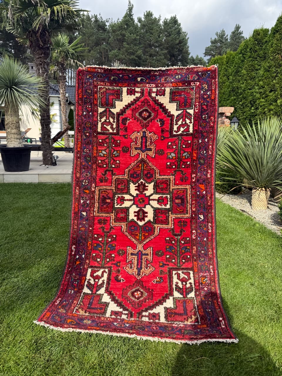 Dywan Hamadan 190x104 cm, czerwony, wełna, Iran, lata 50. - 183944