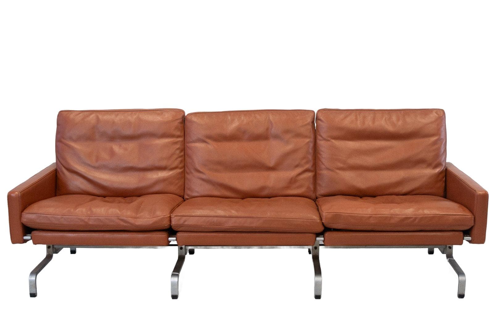 Set of three PK31 sofas, brown, natural cognac leather