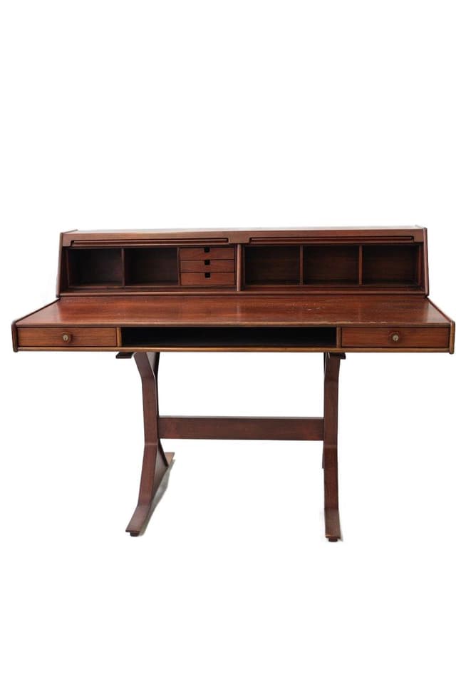 Model 530 writing desk, brown, walnut wood - DIMENSION