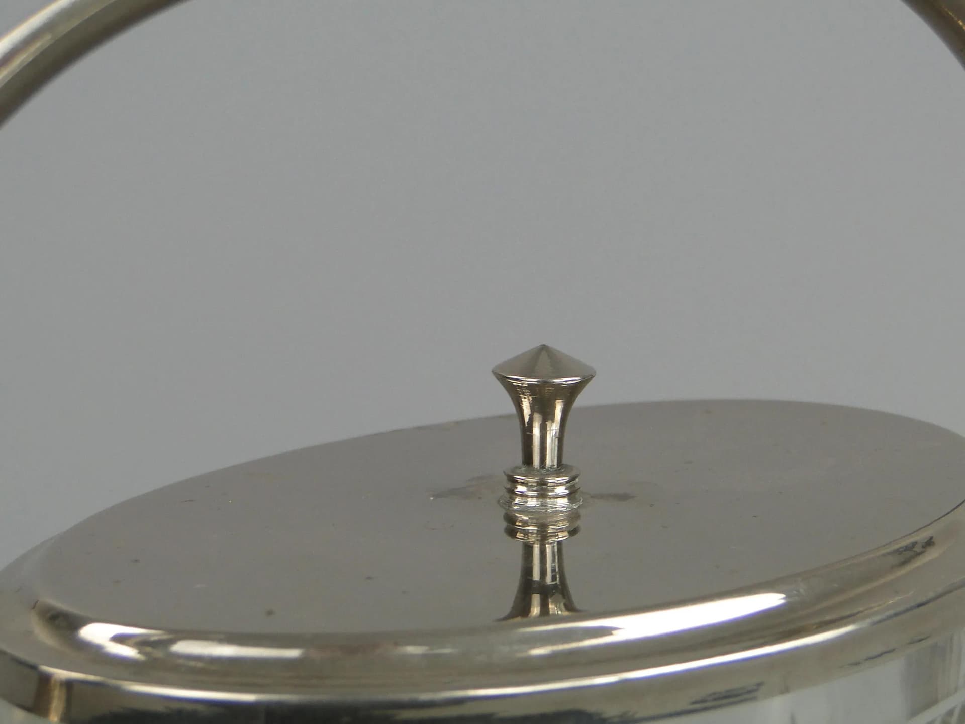 Biscuit Barrel Art Deco, silver, brass, crystal, Austria, 1920s - 12794