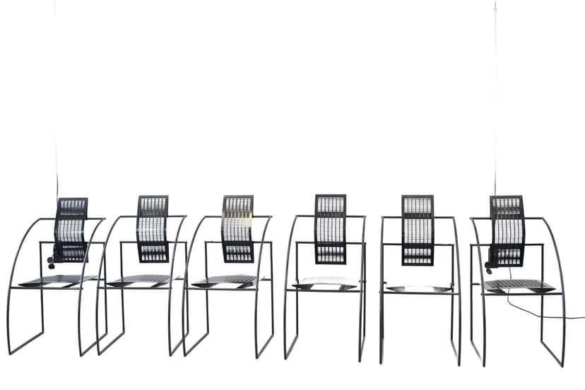 Zestaw dziewięciu krzeseł klubowych Quinta, proj. M. Botta, Alias, 1985