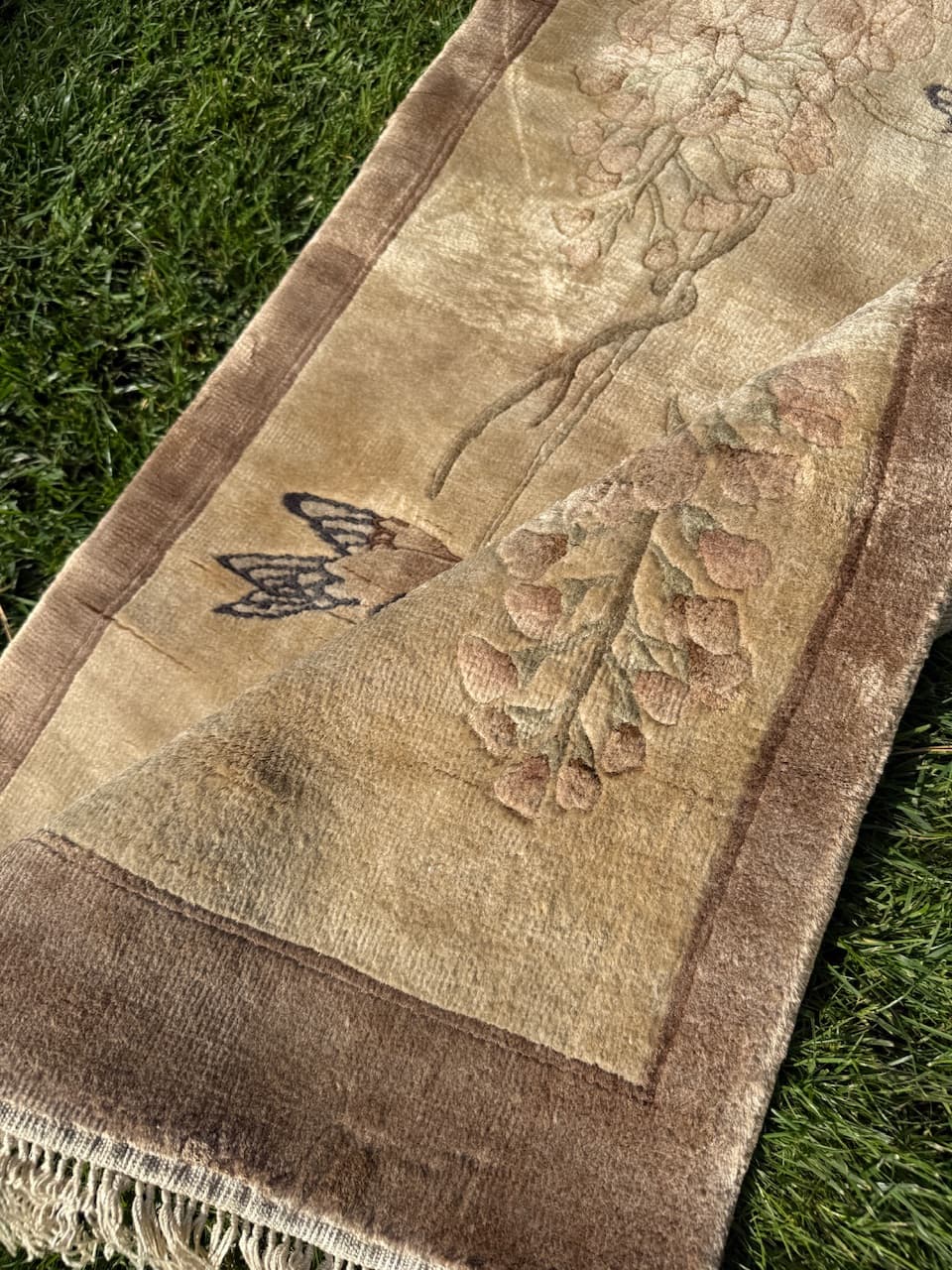 Dywan Pekin, 135x60 cm, jedwab beżowy, Chiny - 183964