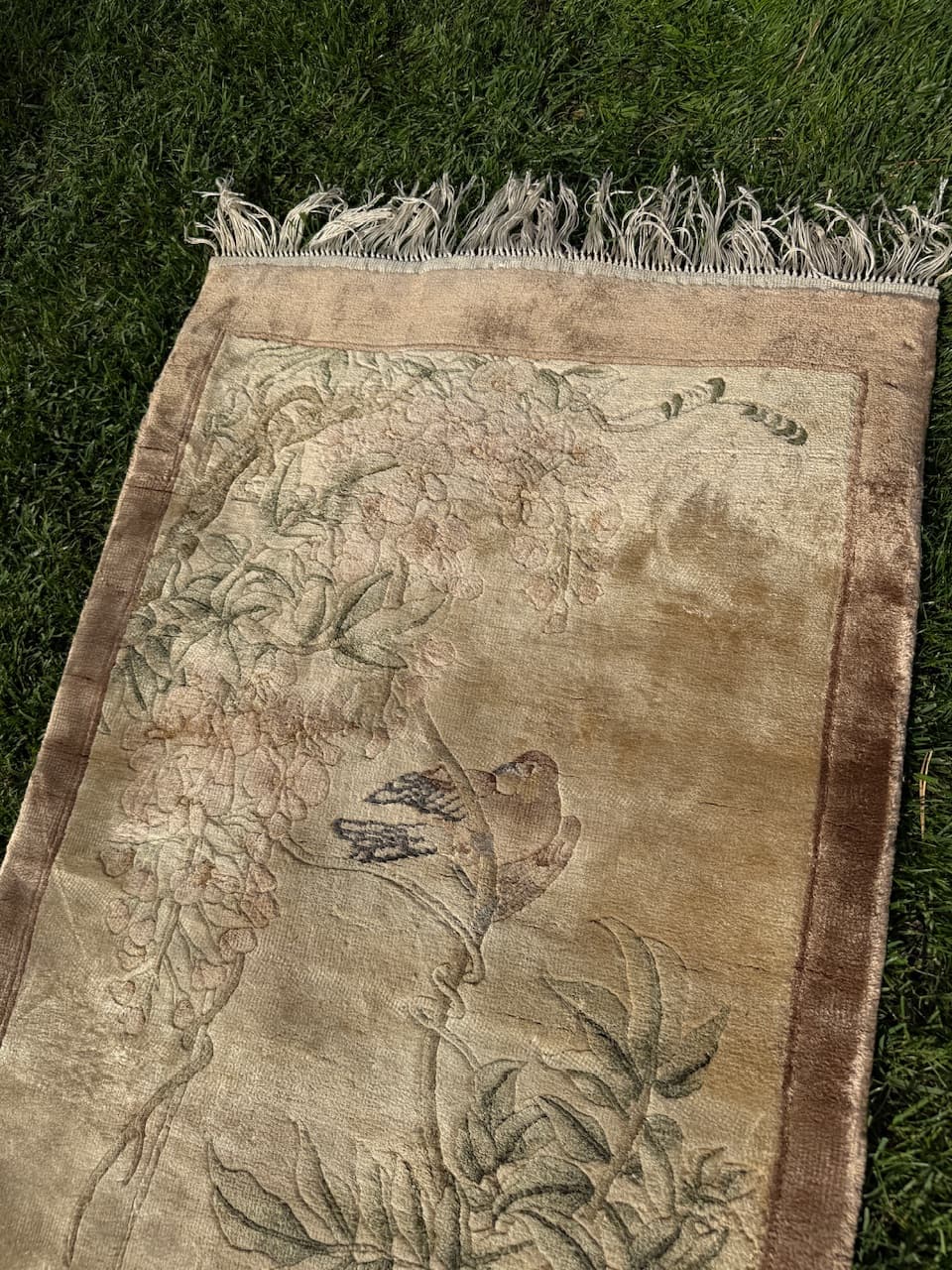 Dywan Pekin, 135x60 cm, jedwab beżowy, Chiny - 183972