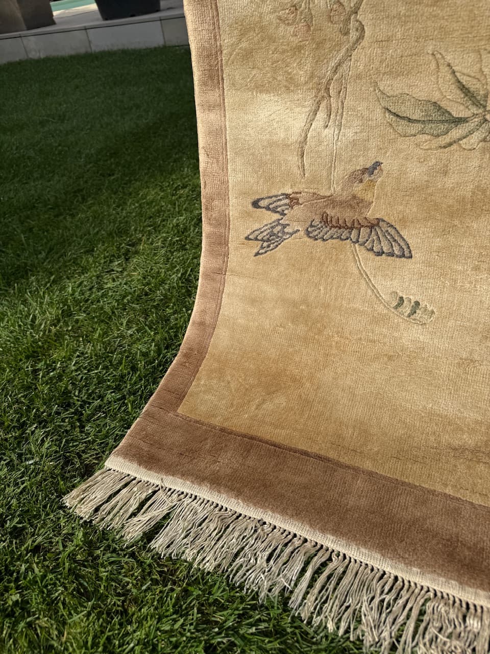 Dywan Pekin, 135x60 cm, jedwab beżowy, Chiny - 183967