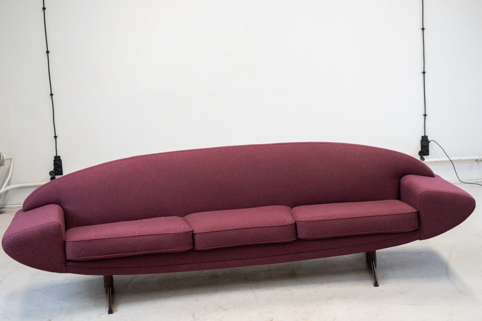 Set of Capri sofa and lounge chair, maroon, fabric - 184708