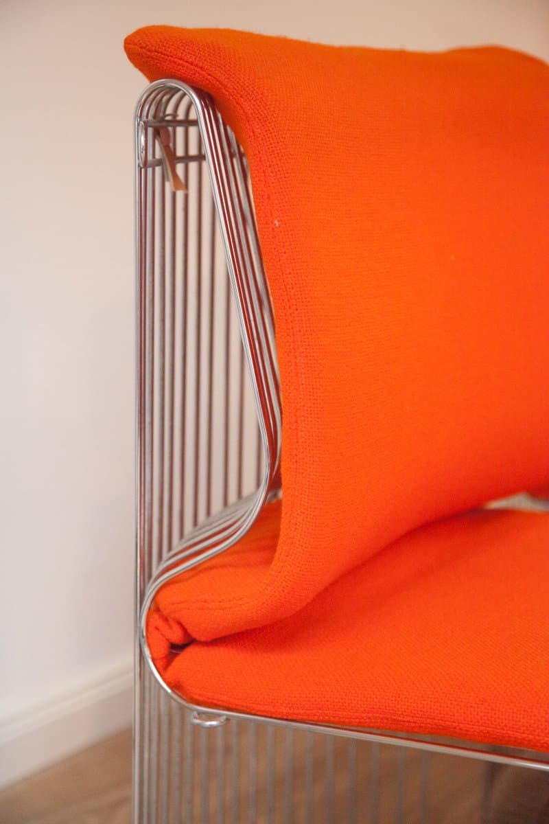 Zestaw trzech krzeseł jadalnianych Pantonova, pomarańczowy, proj. V. Panton, Fritz Hansen, 1971, - 184578