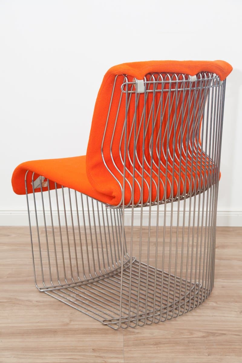 Zestaw trzech krzeseł jadalnianych Pantonova, pomarańczowy, proj. V. Panton, Fritz Hansen, 1971, - 184582