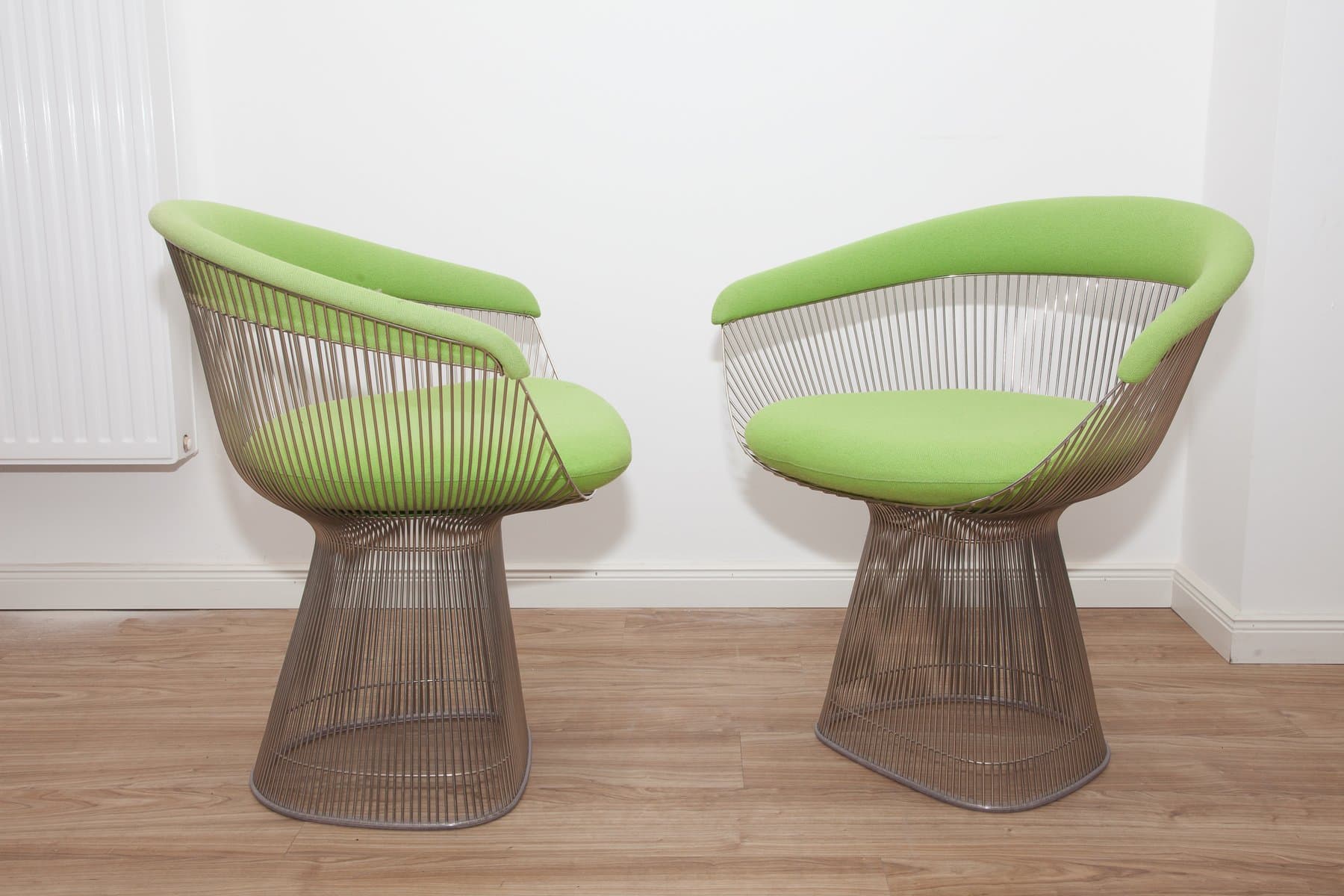Zestaw 1725, dwa fotele i stolik kawowy, proj. W. Platner, Knoll, 1979 - 184567