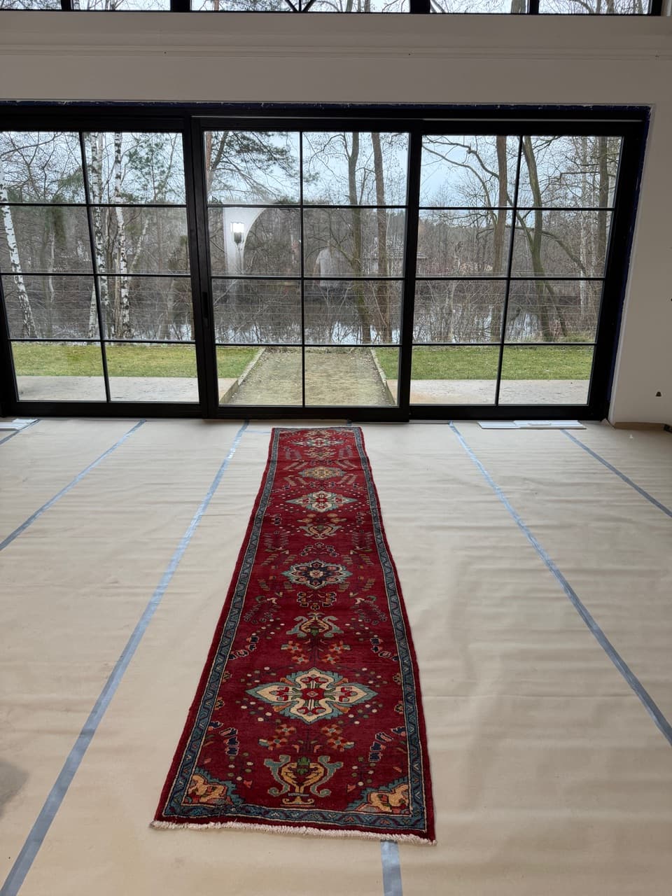 Runner Keshan 440x84 cm, red, wool, Iran - 184018