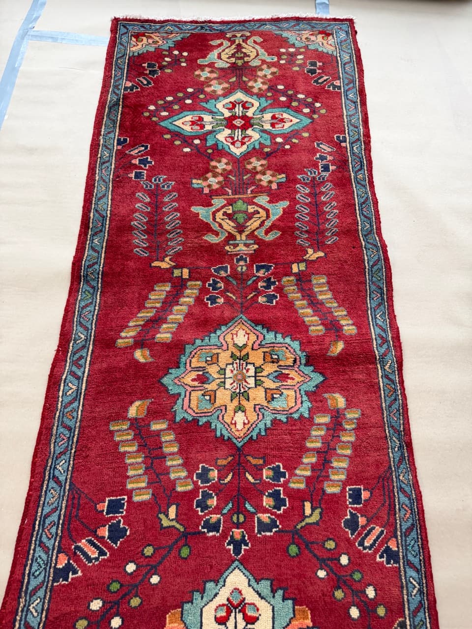 Runner Keshan 440x84 cm, red, wool, Iran - 184027