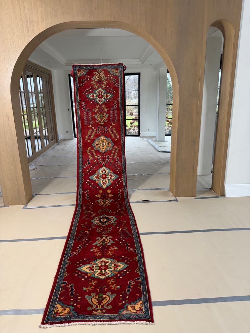 Runner Keshan 440x84 cm, red, wool, Iran - 184022