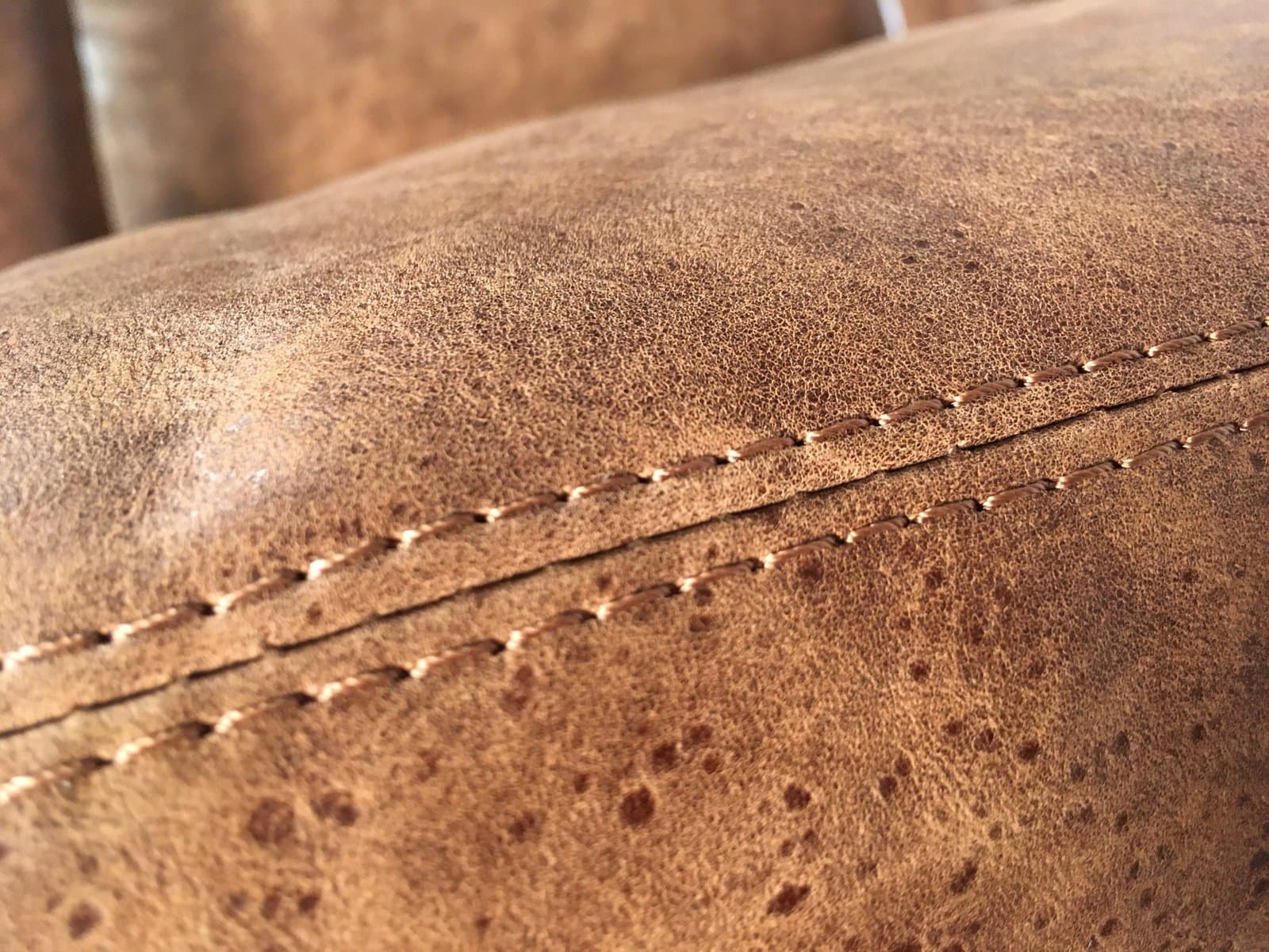 Swing lounge set – Sinus lounge chair and ottoman, brown, natural leather - 184540