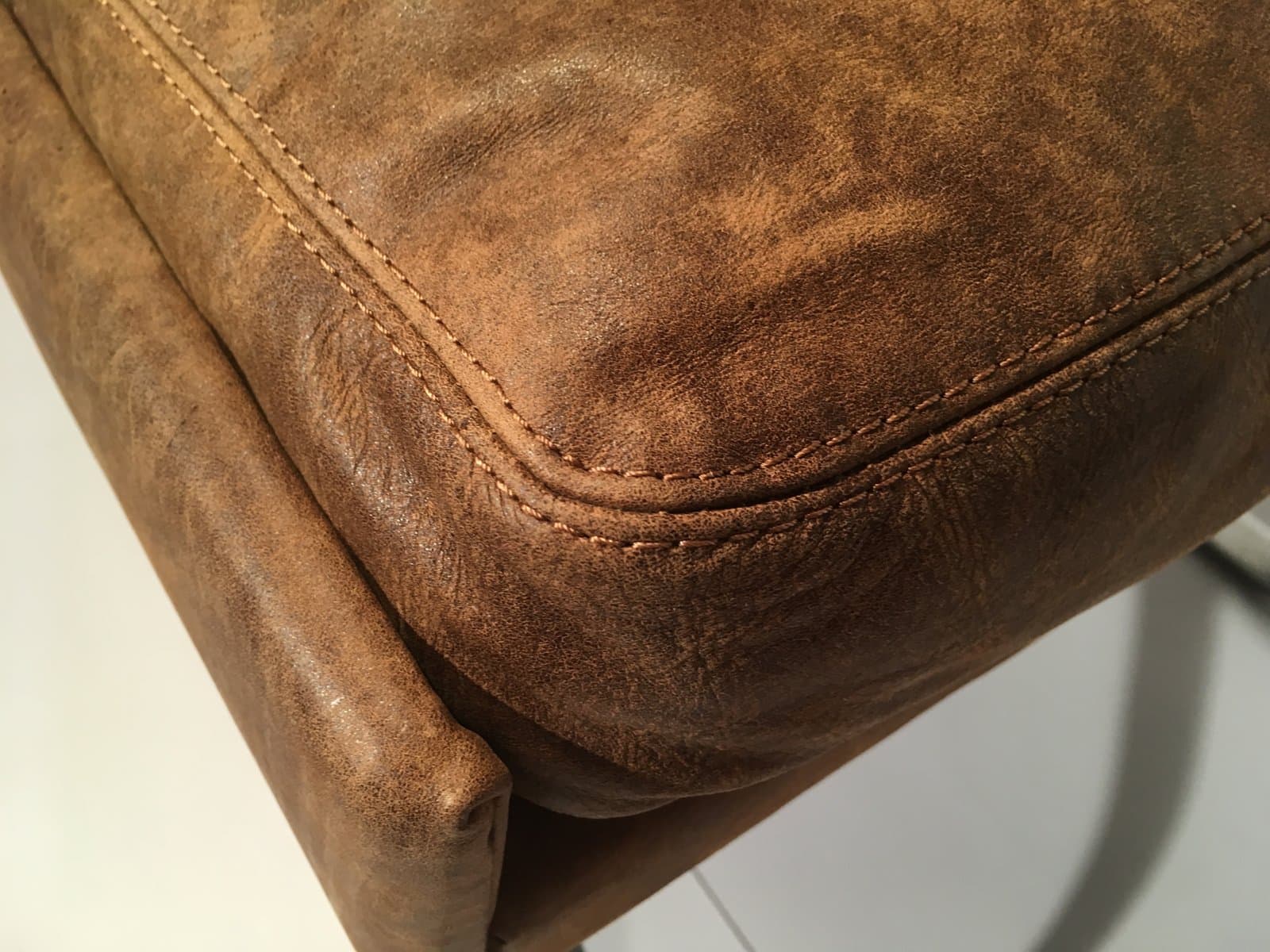 Swing lounge set – Sinus lounge chair and ottoman, brown, natural leather - 184544